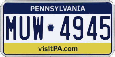PA license plate MUW4945