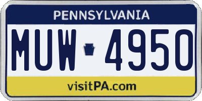 PA license plate MUW4950