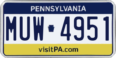 PA license plate MUW4951