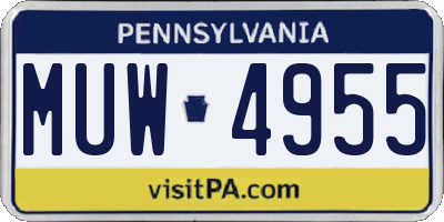 PA license plate MUW4955