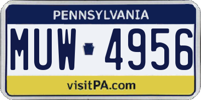 PA license plate MUW4956