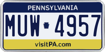 PA license plate MUW4957