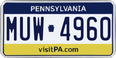 PA license plate MUW4960