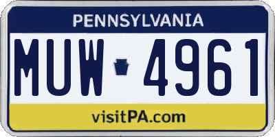 PA license plate MUW4961