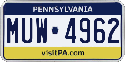 PA license plate MUW4962