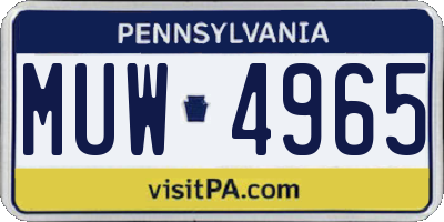 PA license plate MUW4965
