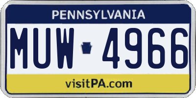 PA license plate MUW4966