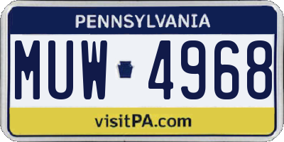 PA license plate MUW4968