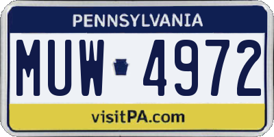 PA license plate MUW4972