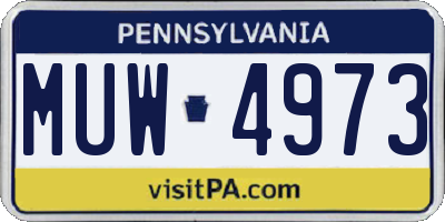 PA license plate MUW4973