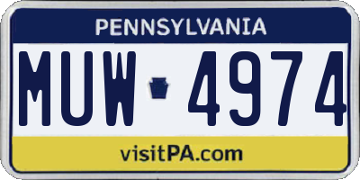 PA license plate MUW4974