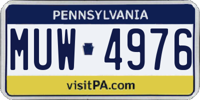 PA license plate MUW4976