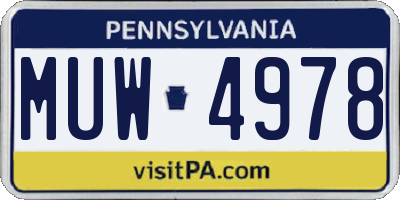 PA license plate MUW4978