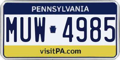 PA license plate MUW4985