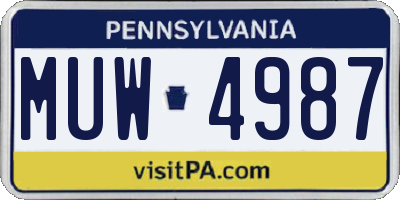 PA license plate MUW4987
