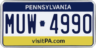 PA license plate MUW4990