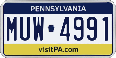PA license plate MUW4991