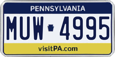 PA license plate MUW4995