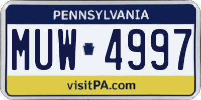 PA license plate MUW4997