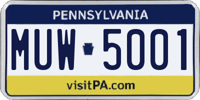 PA license plate MUW5001