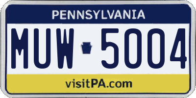 PA license plate MUW5004