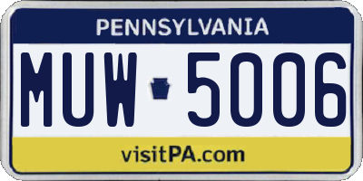 PA license plate MUW5006