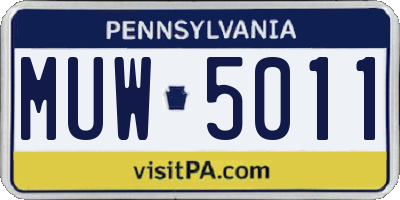 PA license plate MUW5011