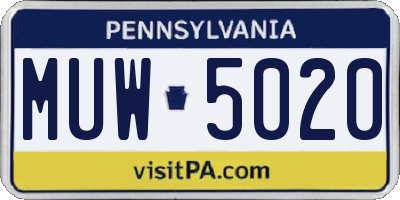 PA license plate MUW5020