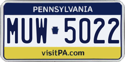 PA license plate MUW5022