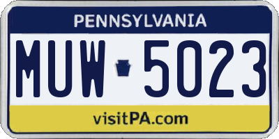 PA license plate MUW5023