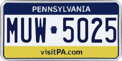 PA license plate MUW5025