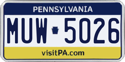 PA license plate MUW5026