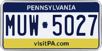 PA license plate MUW5027