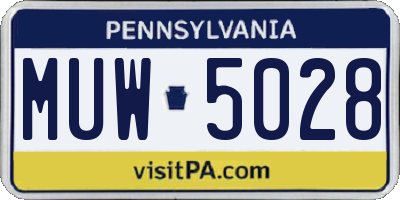PA license plate MUW5028