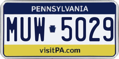PA license plate MUW5029
