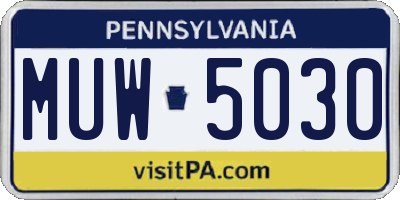 PA license plate MUW5030