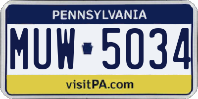 PA license plate MUW5034