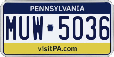 PA license plate MUW5036