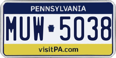 PA license plate MUW5038