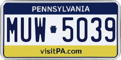 PA license plate MUW5039