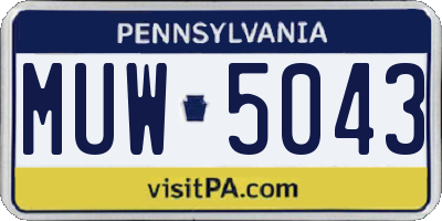 PA license plate MUW5043