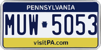 PA license plate MUW5053