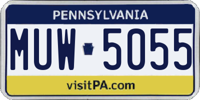 PA license plate MUW5055