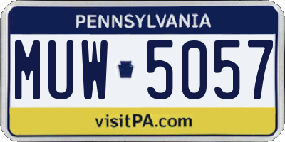PA license plate MUW5057