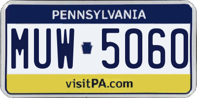 PA license plate MUW5060