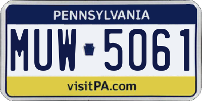 PA license plate MUW5061