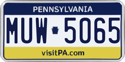 PA license plate MUW5065