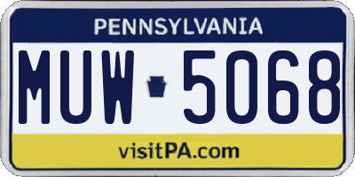 PA license plate MUW5068