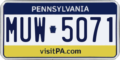 PA license plate MUW5071