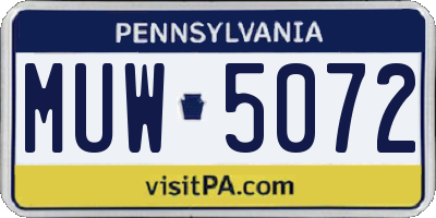 PA license plate MUW5072